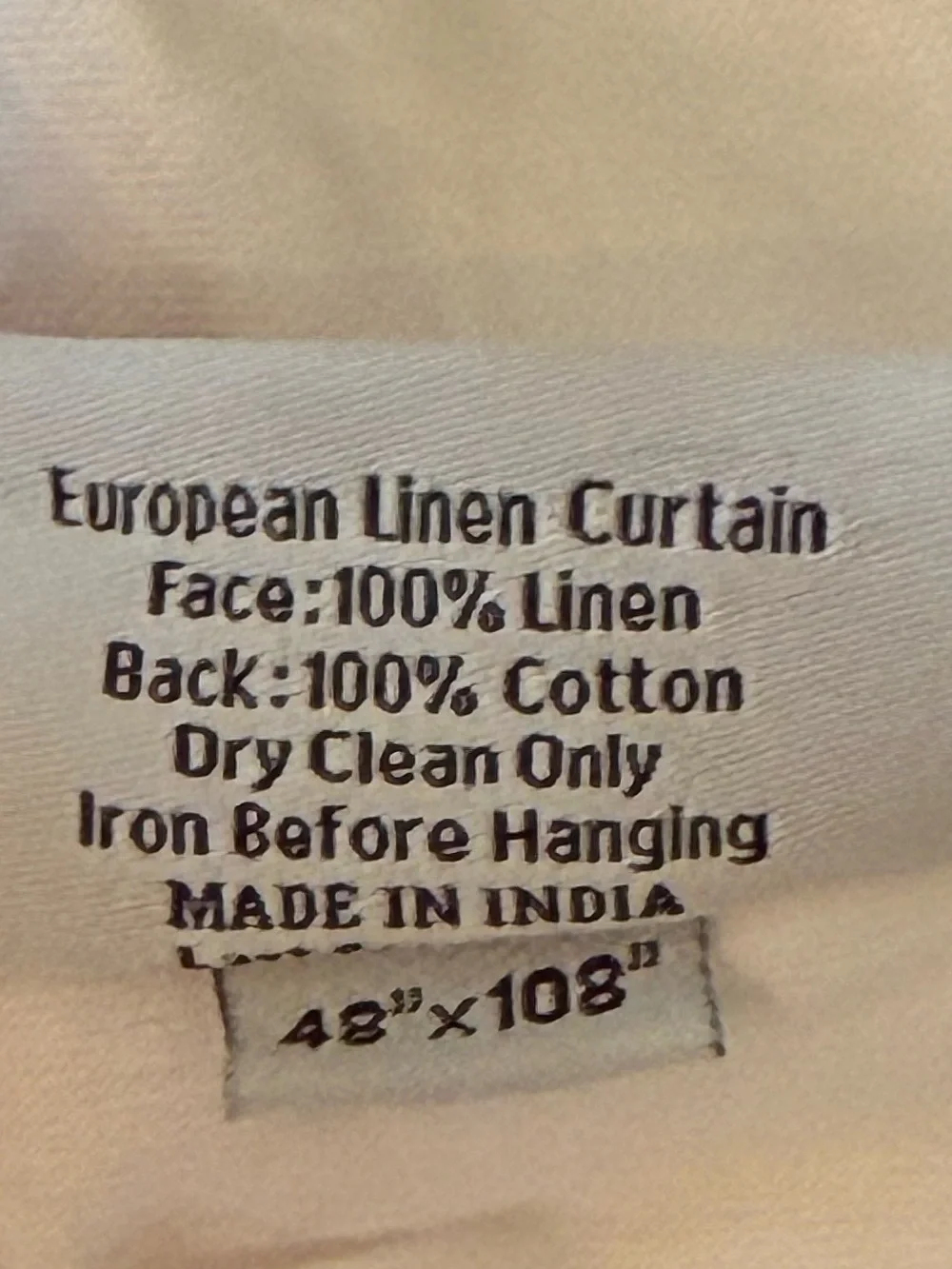 Quince White European Linen Single Panel Curtain 48”x108”